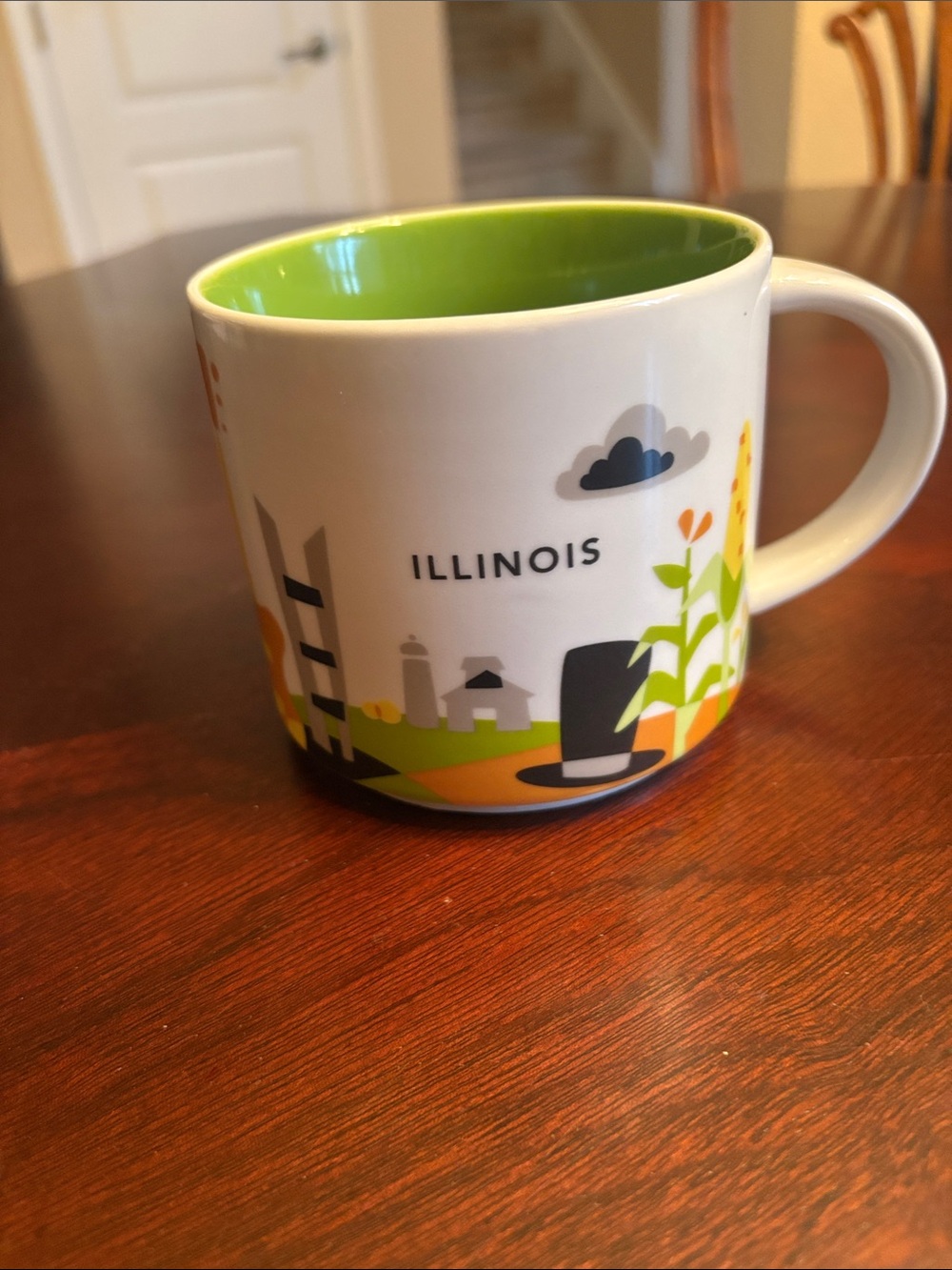 Starbucks You Are Here-Illinois Green-Interior Ceramic Coffee Mug